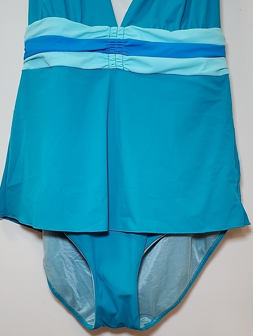 NWT Spanx  735 Tankini one piece Shapewear Swim slimming halter Teal 8 - Picture 5 of 16